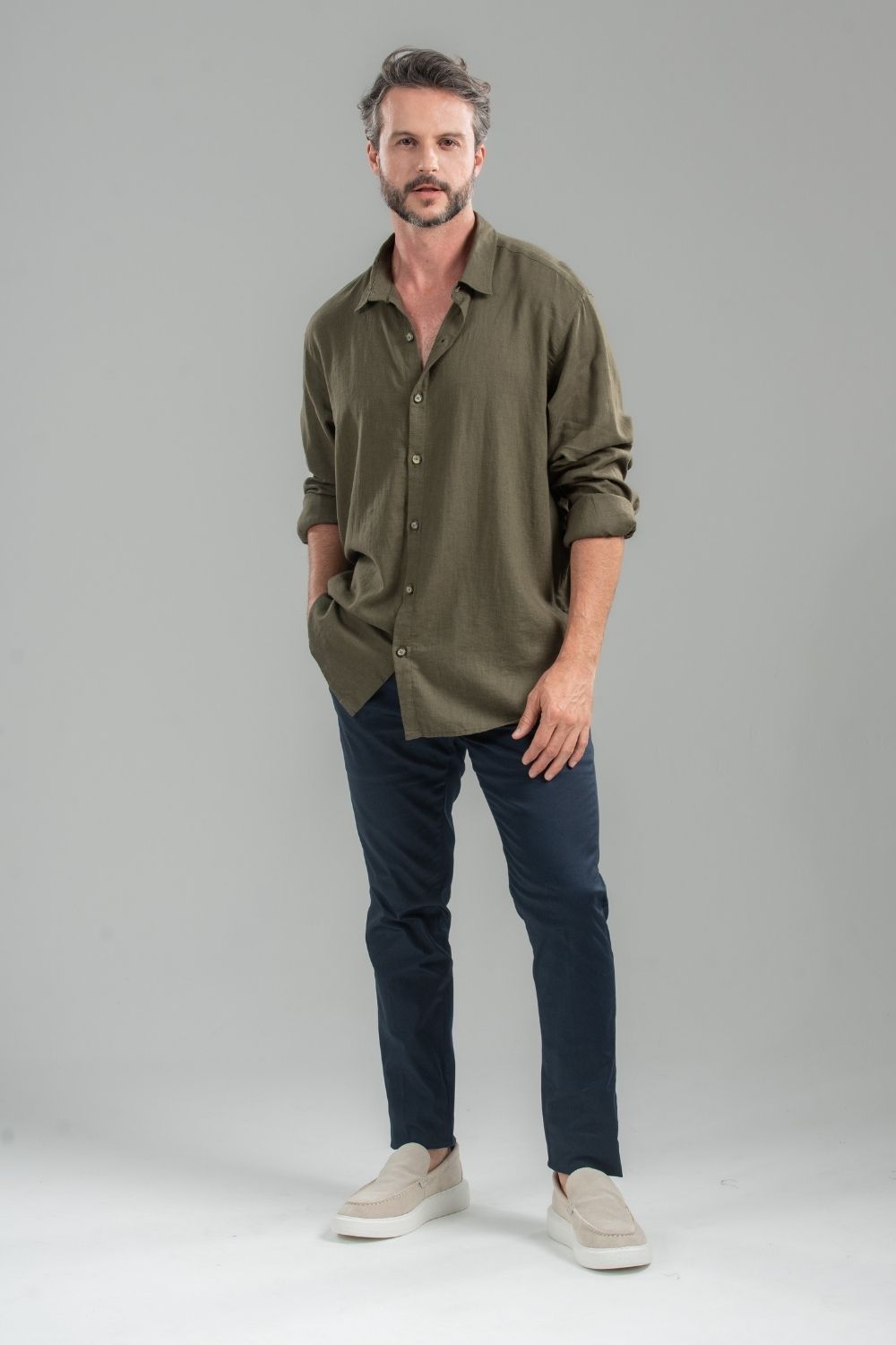 Calça Roman Alfaiataria Com Ajuste Cintura Azul Escuro - Linha Rich