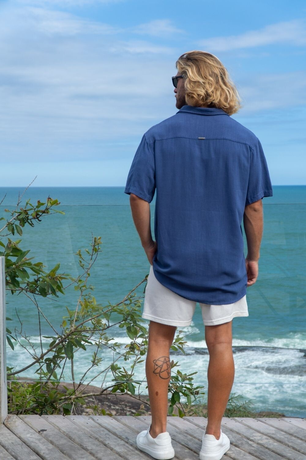 Camisa Viscolinho Oversize Manga Curta - Linha Urban - Azul Midnight