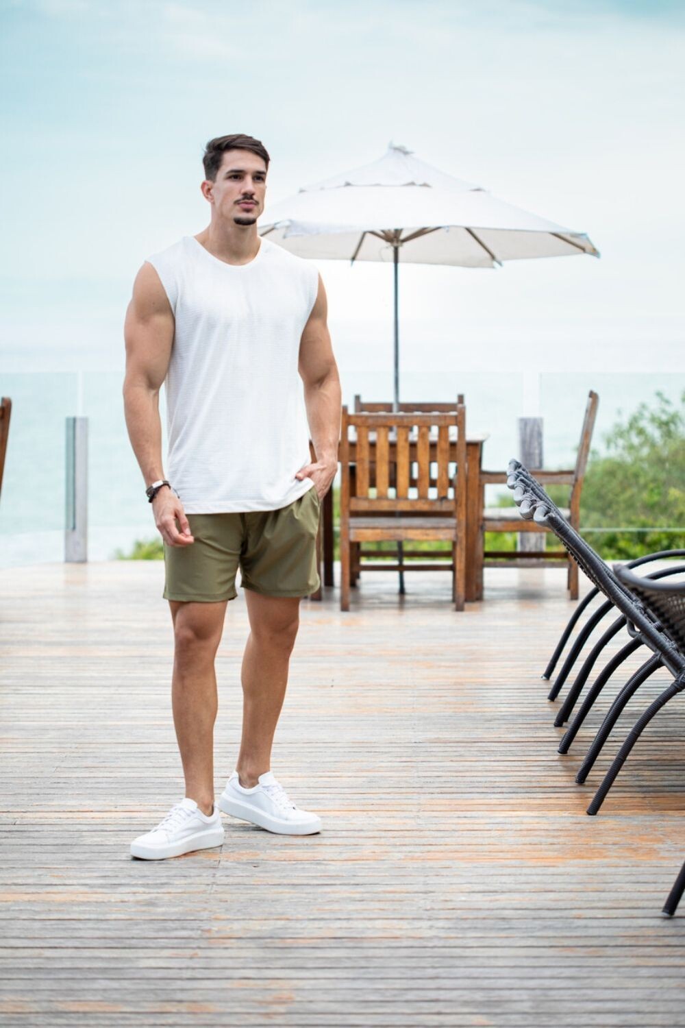 Regata Machão Tricô Texturizado Off White - Linha Resort