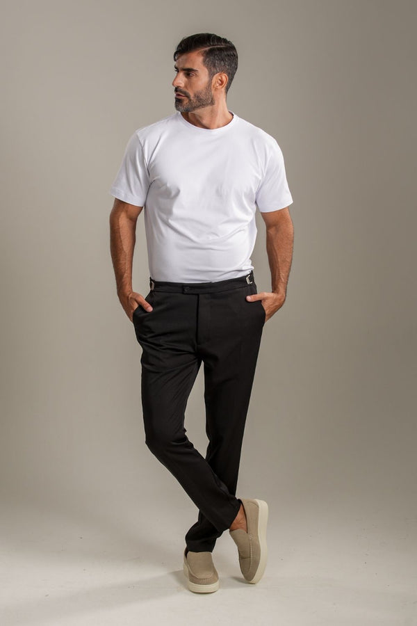 Calça Alfaitaria Intro Ajuste Cintura Preta - Linha Essential