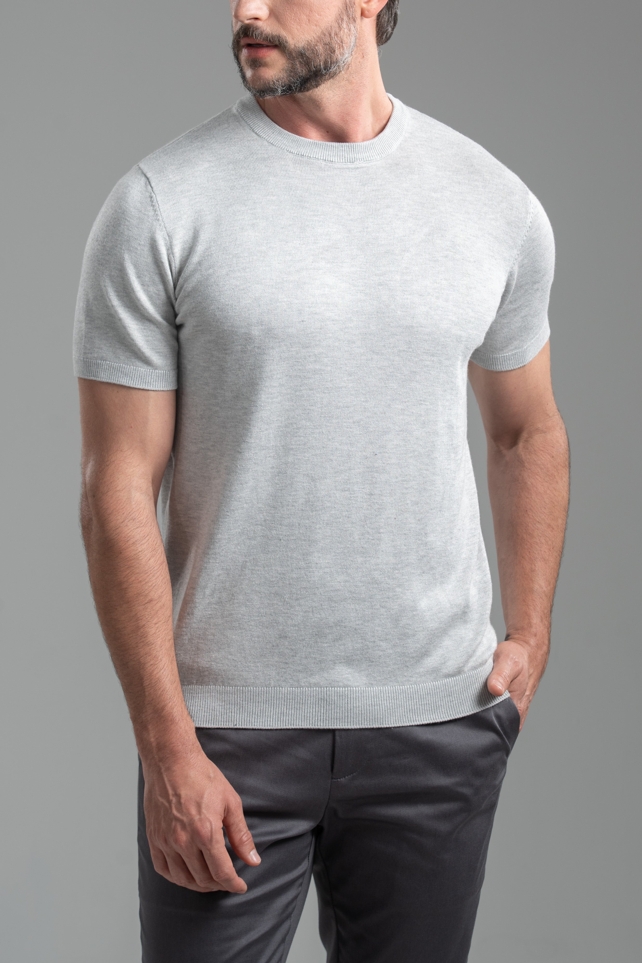 Camiseta Blaine Tricô Cinza Mescla - Linha Rich