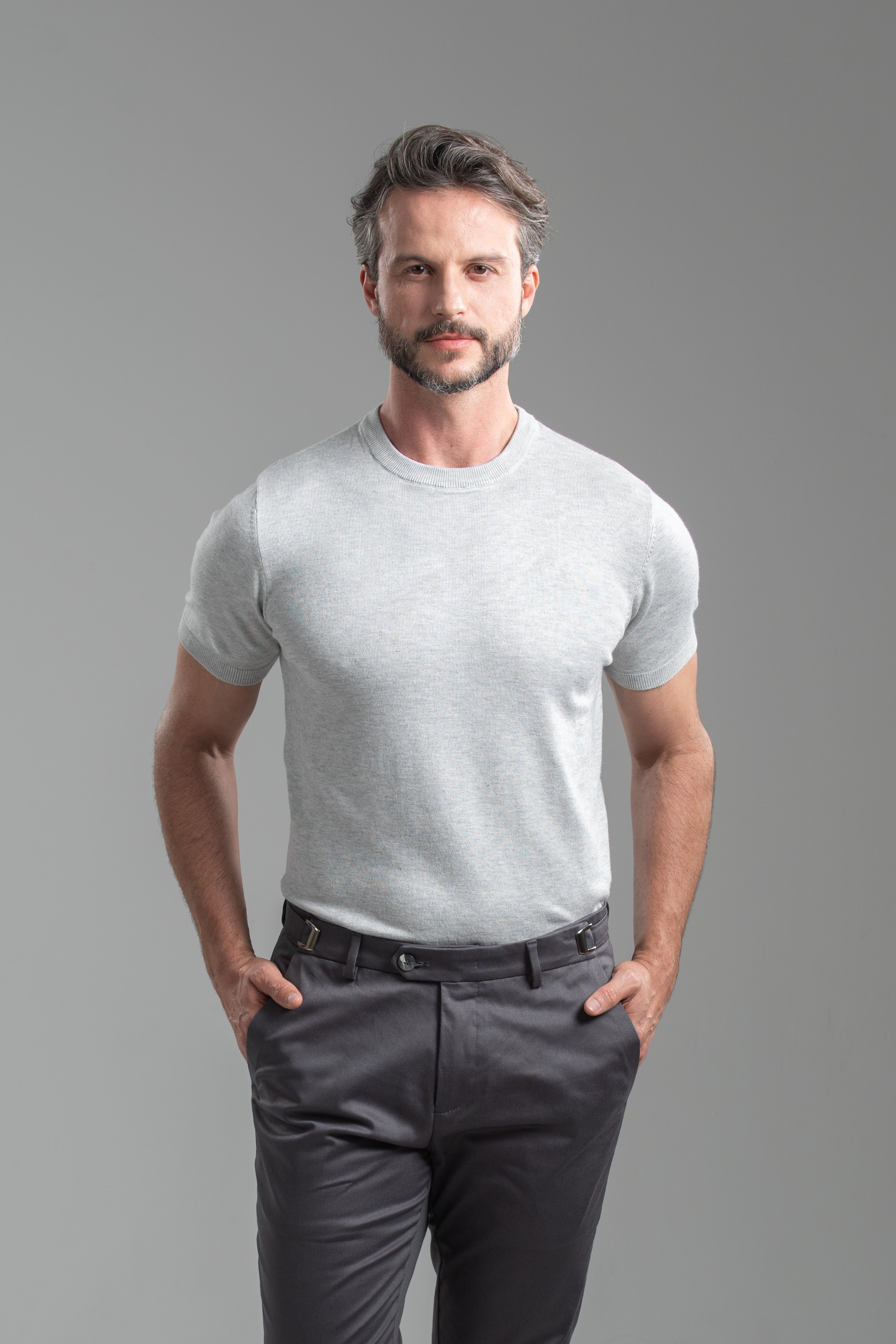 Camiseta Blaine Tricô Cinza Mescla - Linha Rich