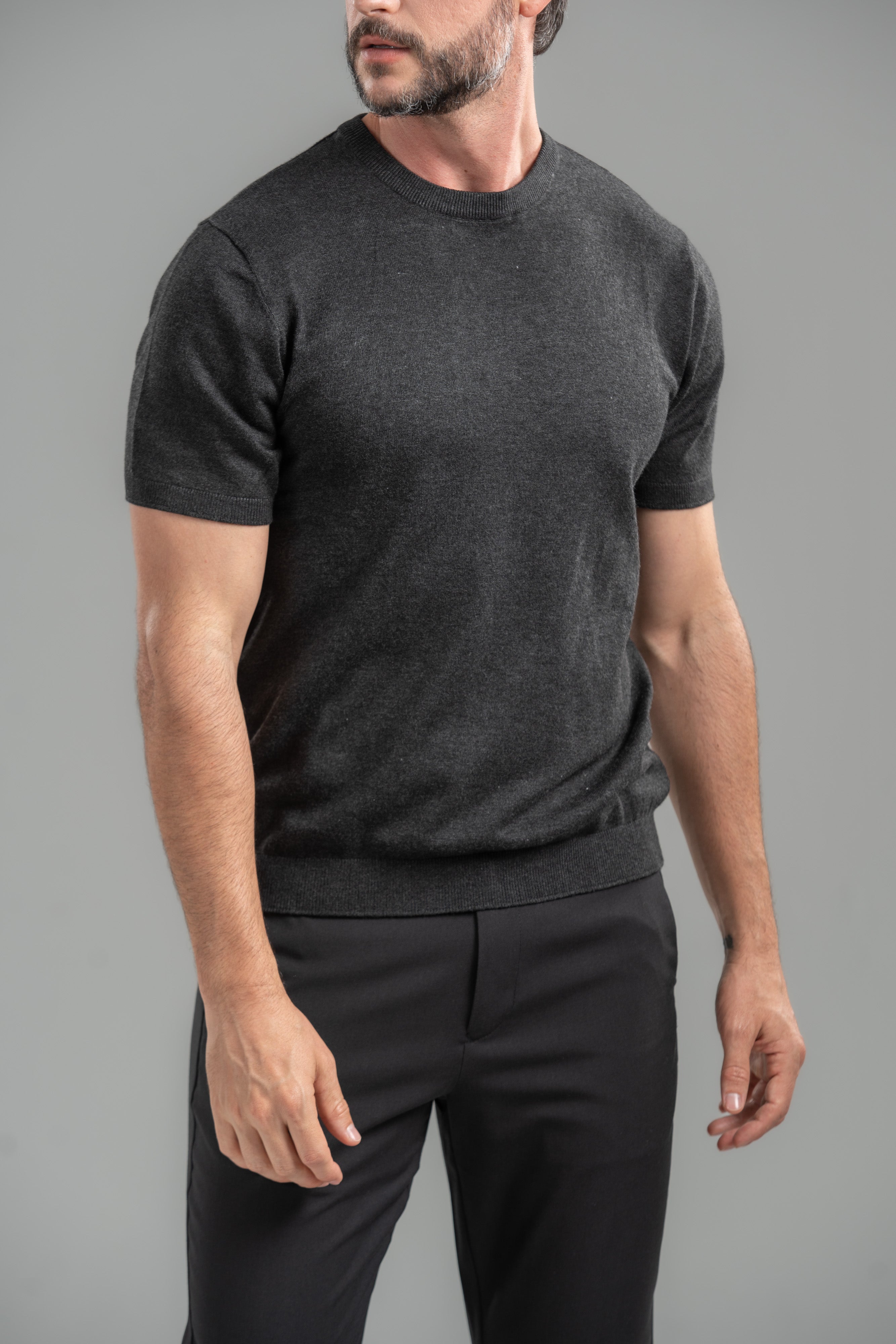 Camiseta Blaine Tricô Preto Mescla - Linha Rich