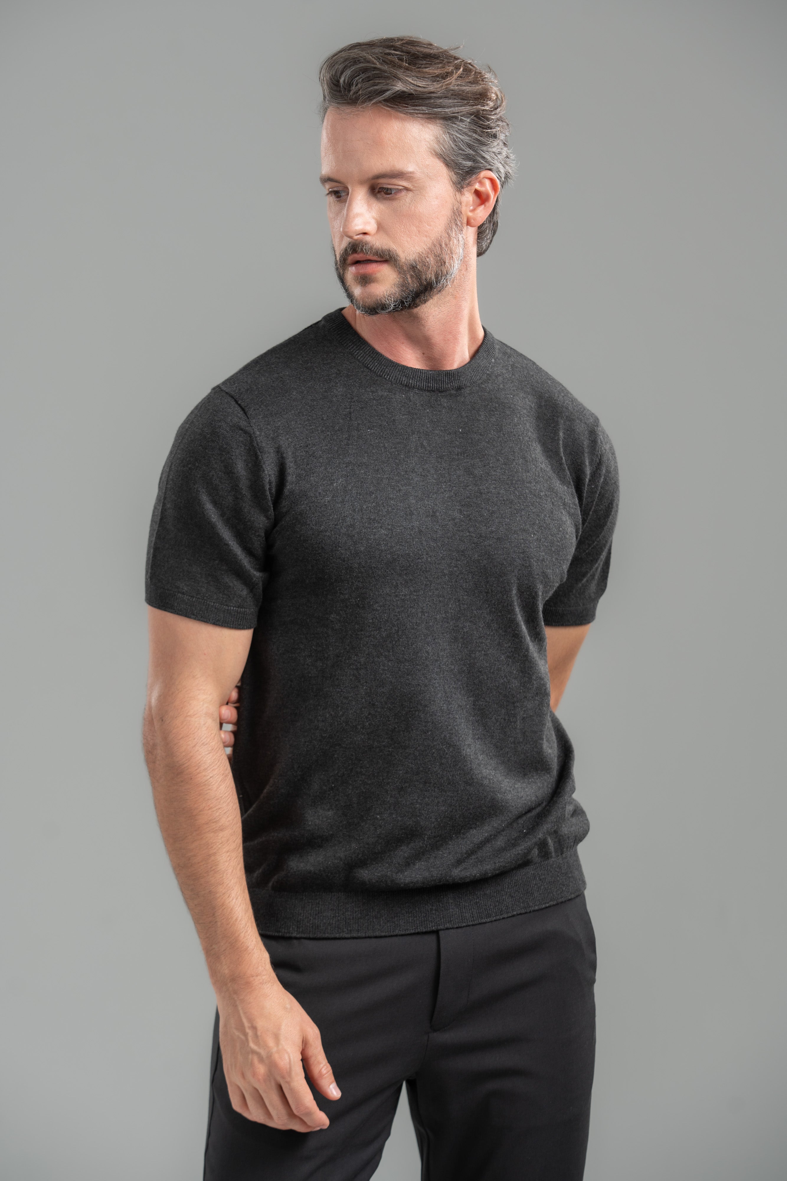 Camiseta Blaine Tricô Preto Mescla - Linha Rich