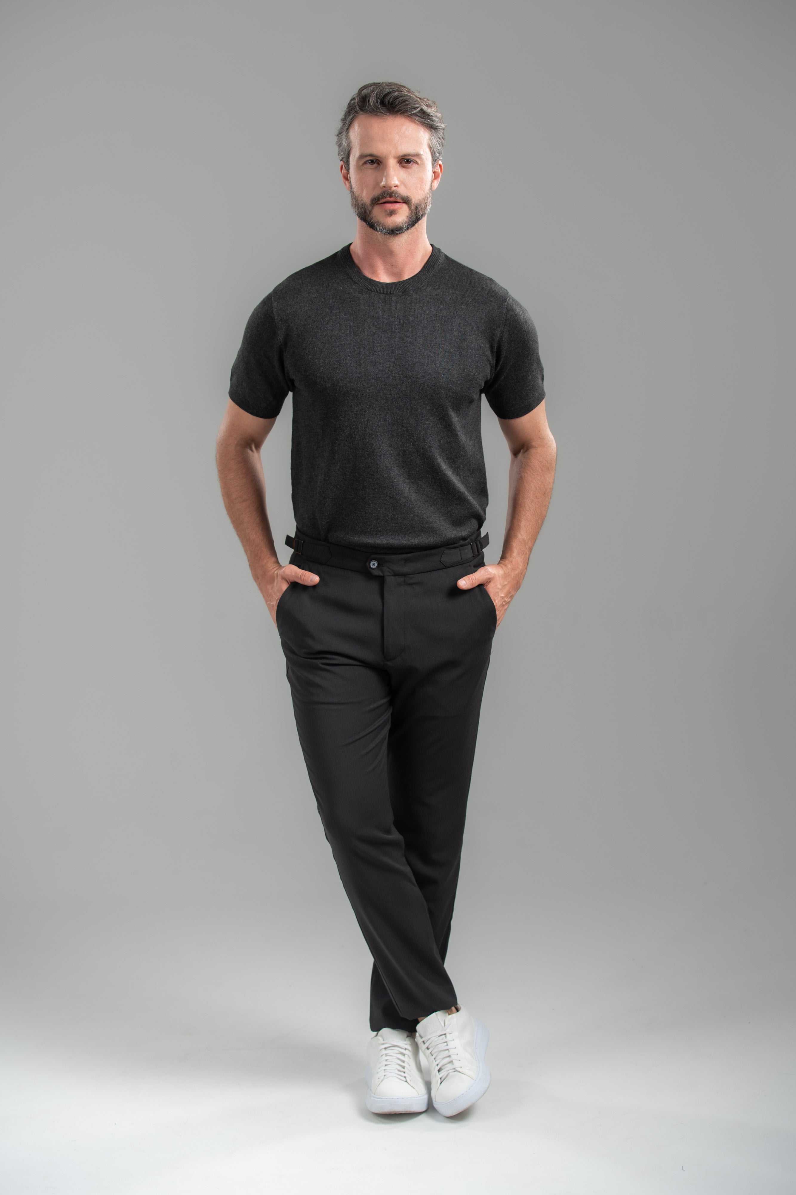 Camiseta Blaine Tricô Preto Mescla - Linha Rich