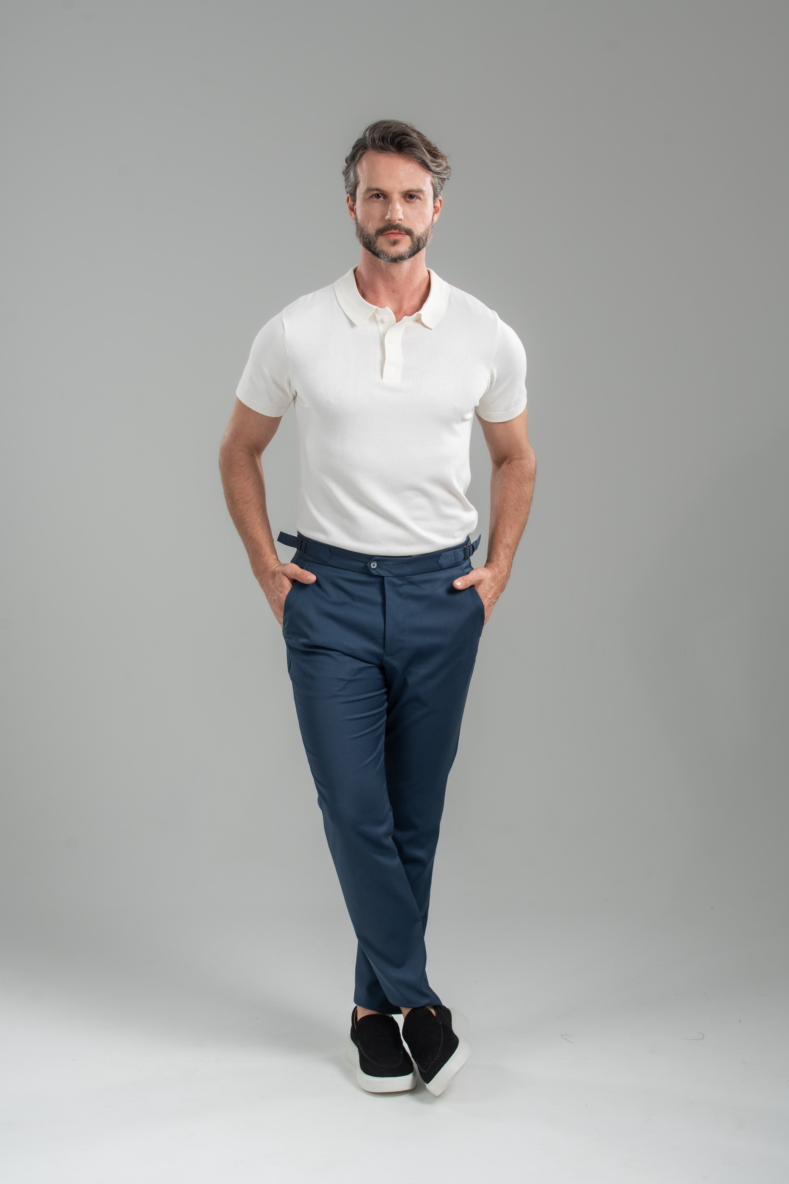 Polo Classic Tricô Manga Curta Off White- Linha Essential