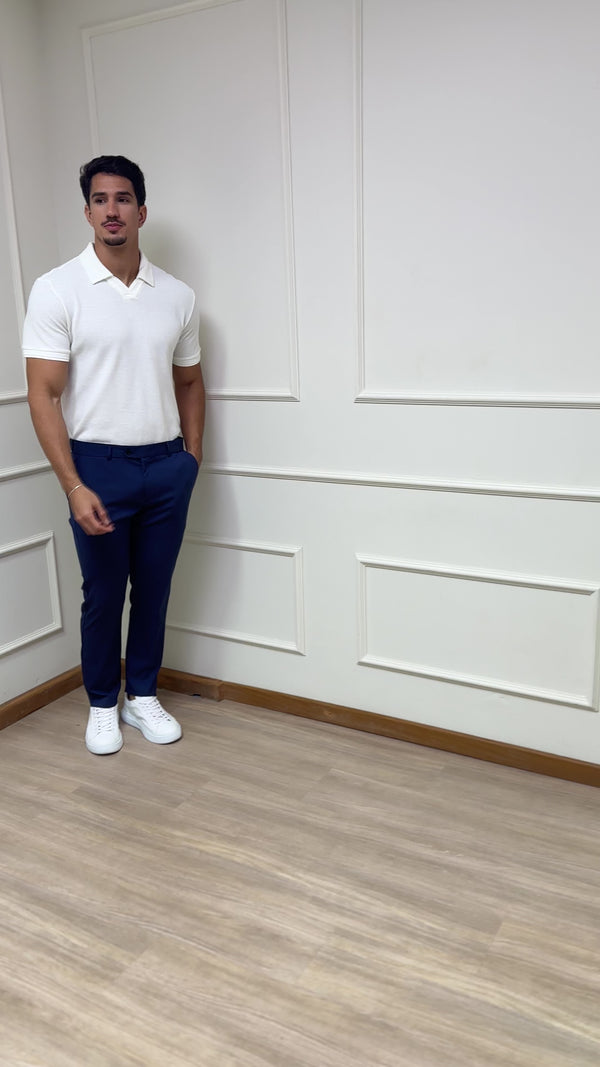 Camisa Polo Rich Tricô Texturizada Sem Botão - Linha Rich - Off White