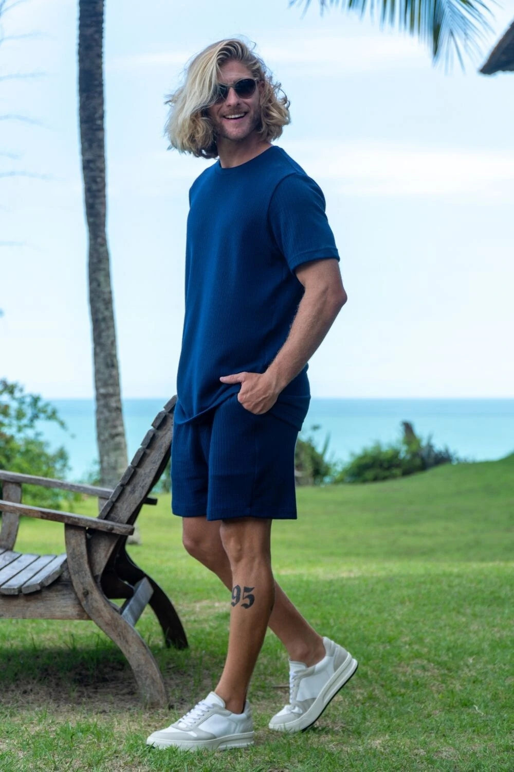 Camiseta Tricô Texturizada - Linha Urban - Azul Escuro
