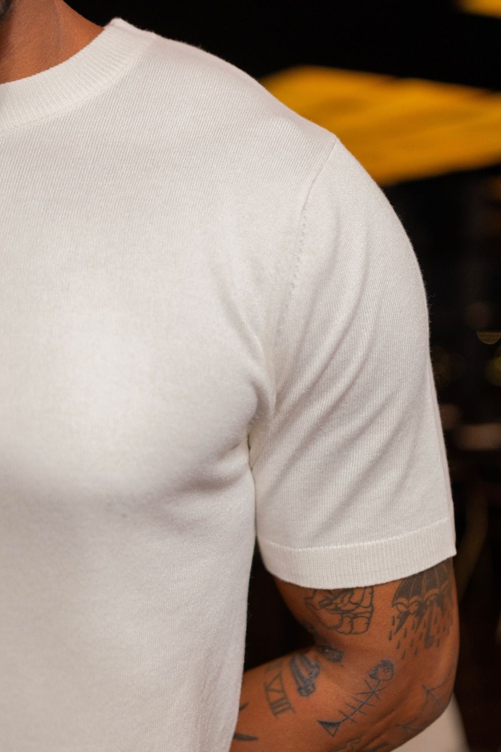 Camiseta Blaine Tricô Off White - Linha Rich