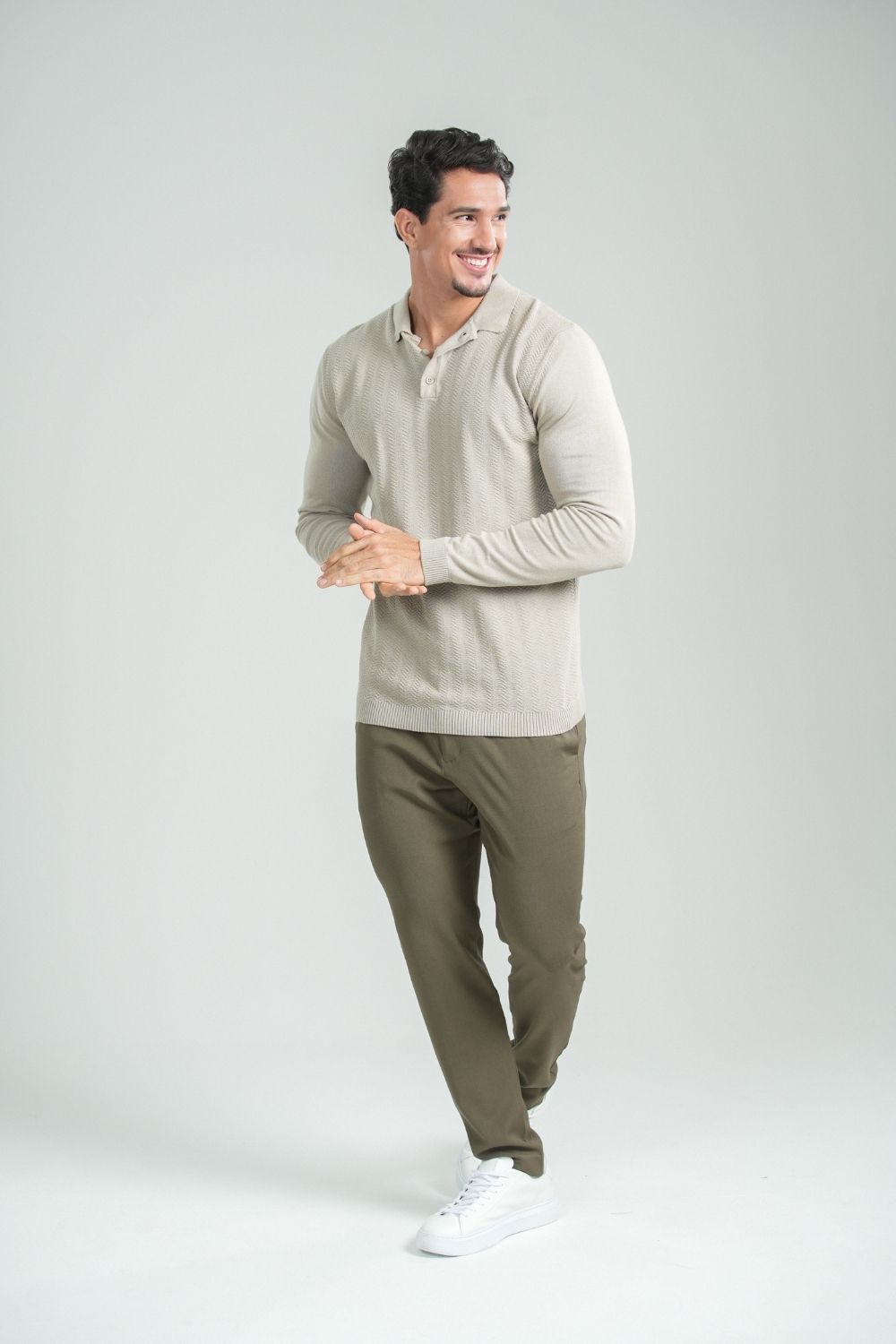 Polo Tricô Classic Bege - Linha Rich