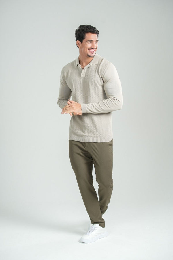 Polo Tricô Classic Bege - Linha Rich