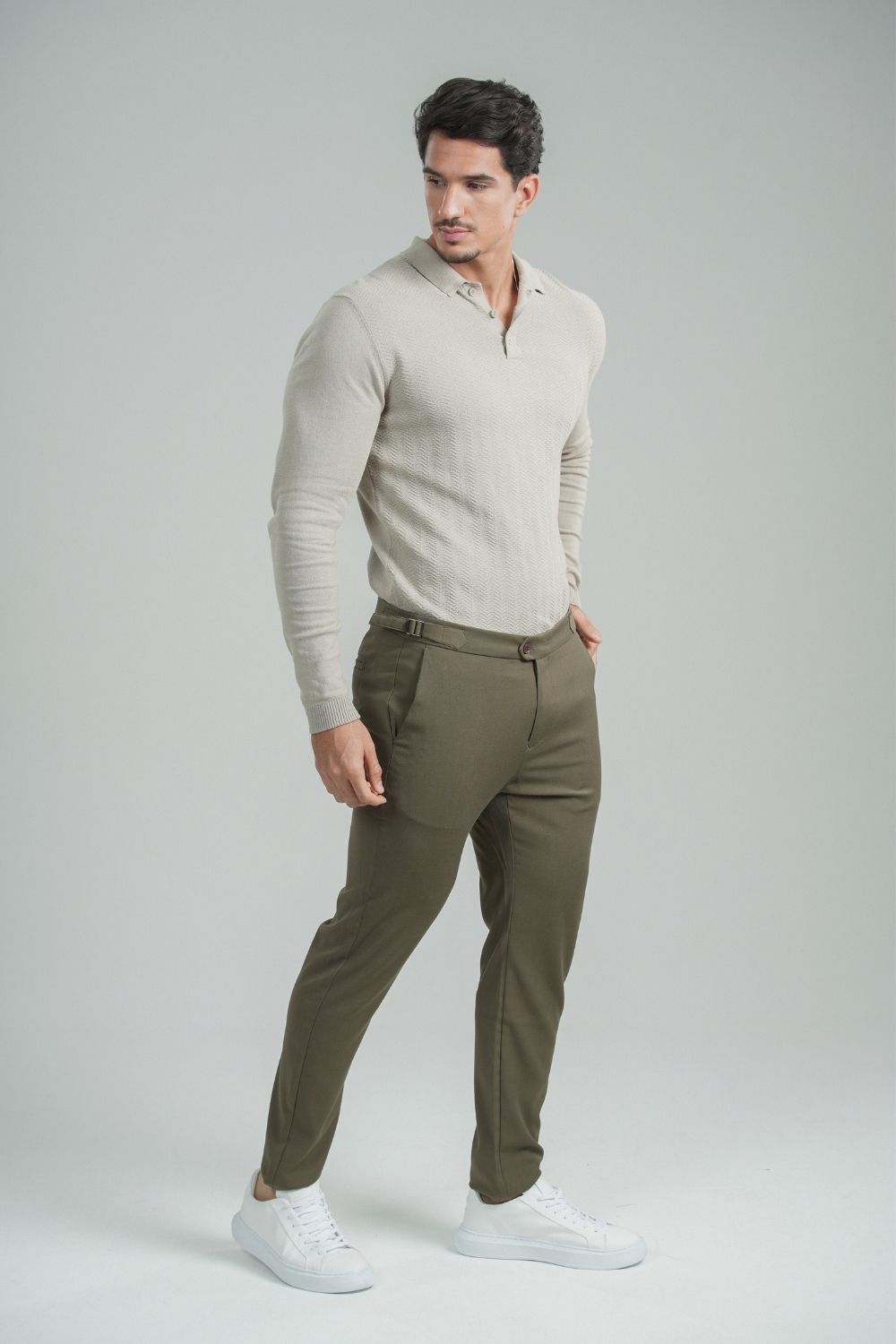 Calça Blaine Alfaiataria Com Ajuste Lateral Verde - Linha Rich