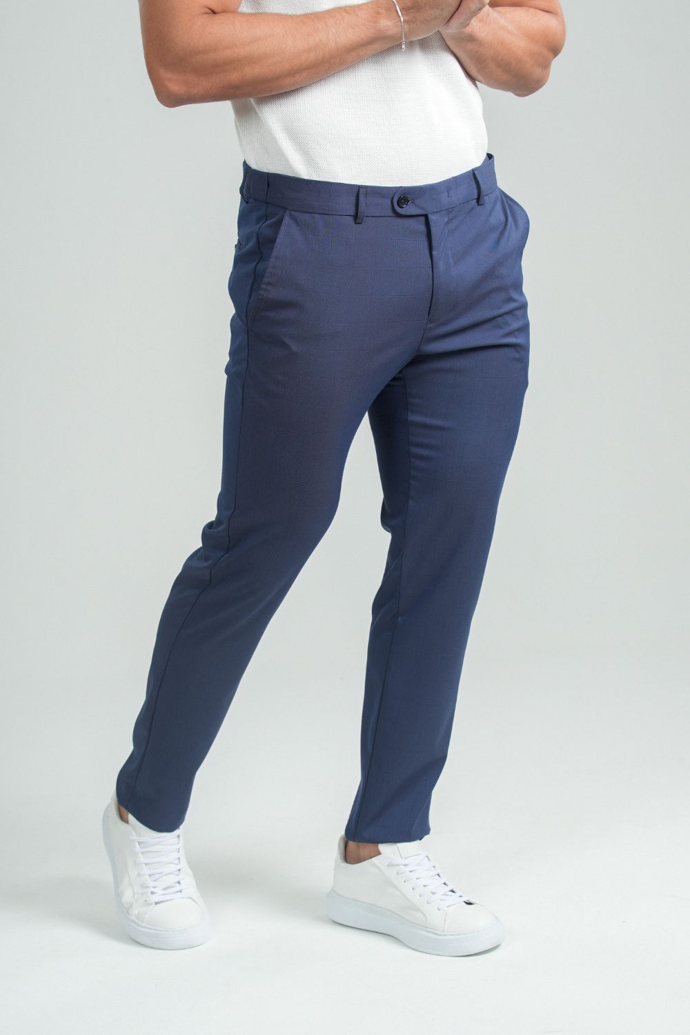 Calça Xadrez Ajuste Dinâmico Azul - Linha Essential