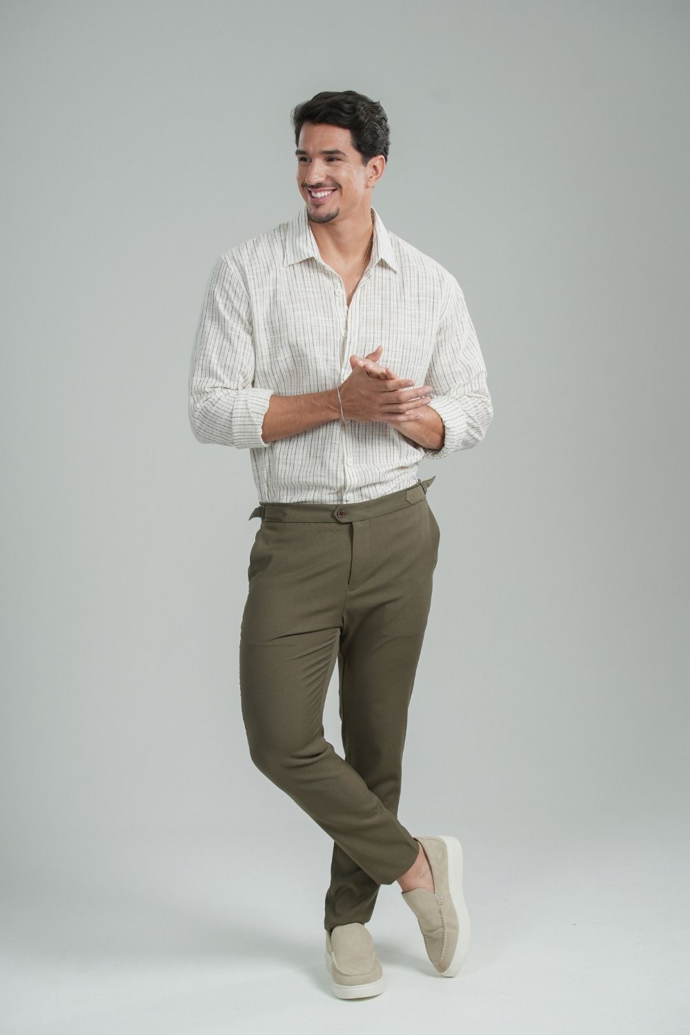 Calça Blaine Alfaiataria Com Ajuste Lateral Verde - Linha Rich