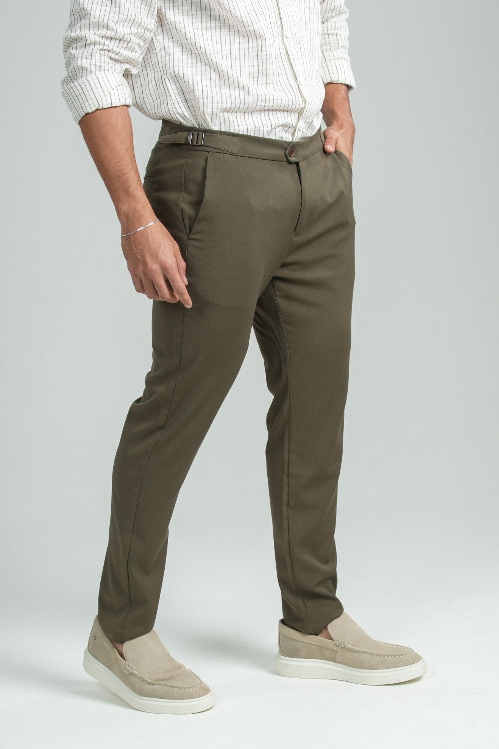 Calça Blaine Alfaiataria Com Ajuste Lateral Verde - Linha Rich
