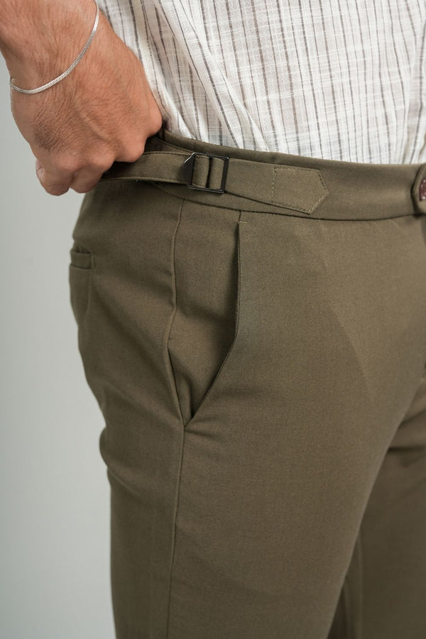Calça Blaine Alfaiataria Com Ajuste Lateral Verde - Linha Rich