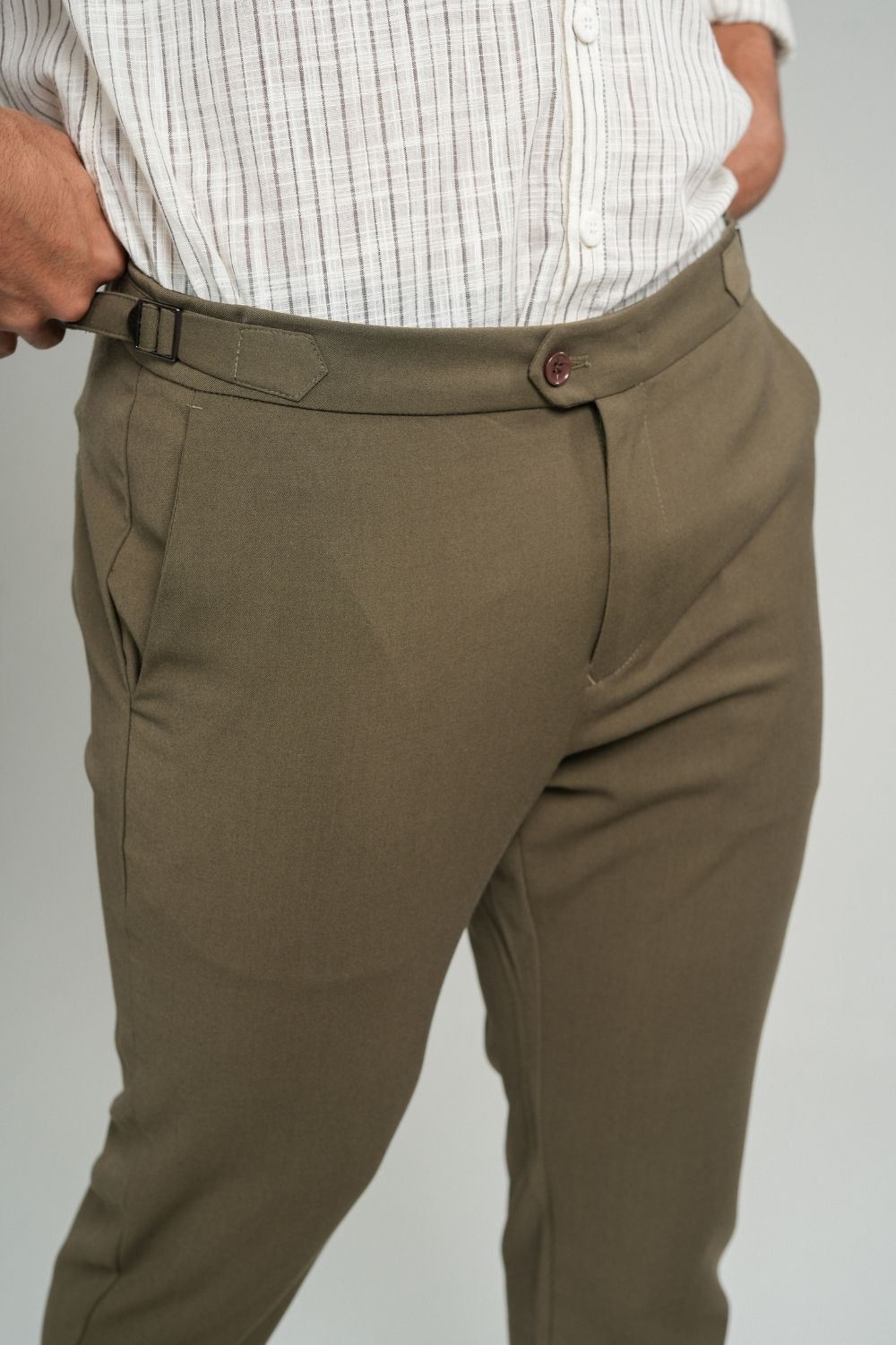 Calça Blaine Alfaiataria Com Ajuste Lateral Verde - Linha Rich