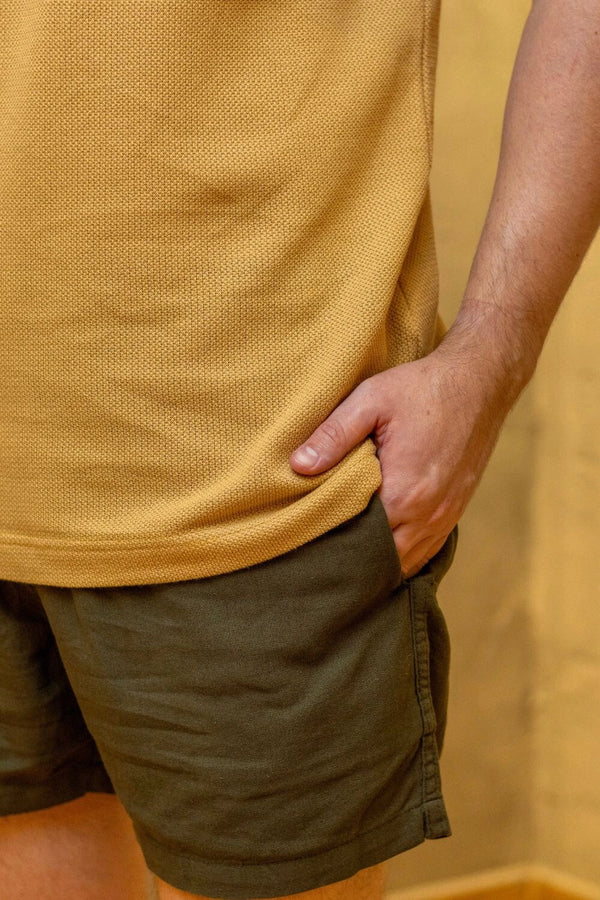 Camisa Polo Rich Tricô Texturizada Sem Botão - Linha Rich - Bege