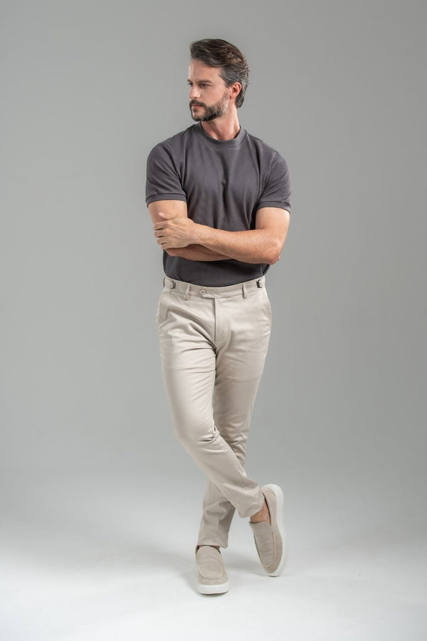 Calça Roman Alfaiataria Com Ajuste Cintura - Linha Rich -  Off White