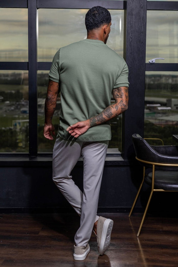 Camiseta Rich Textura Gola Média Verde - Linha Rich