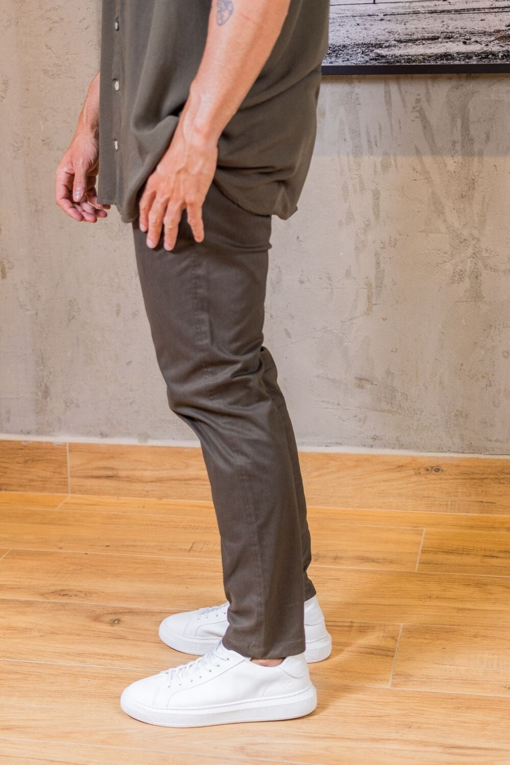 Calça Sarja Com Elastano Super Slim - Linha Essential - Verde Acizentado