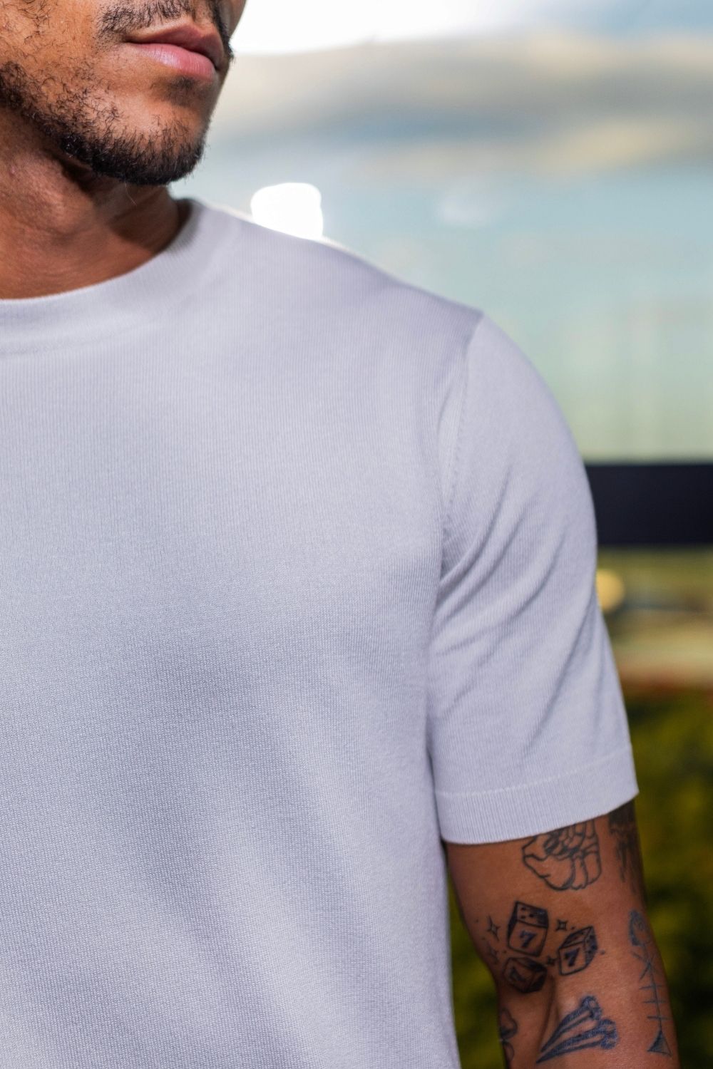 Camiseta Blaine Tricô Cinza Claro - Linha Rich