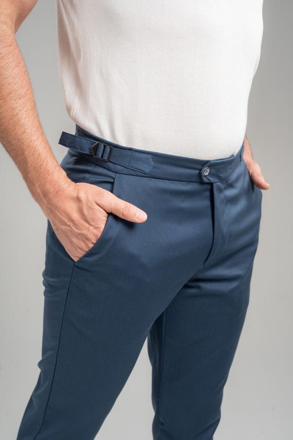 Calça Blaine Alfaiataria Com Ajuste Lateral - Linha Rich - Azul Escuro