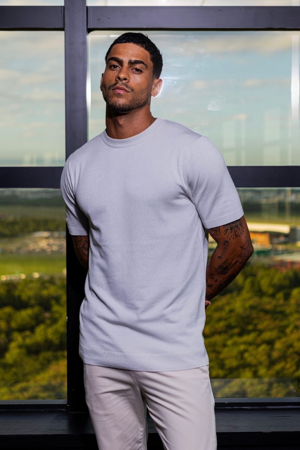 Camiseta Blaine Tricô Cinza Claro - Linha Rich