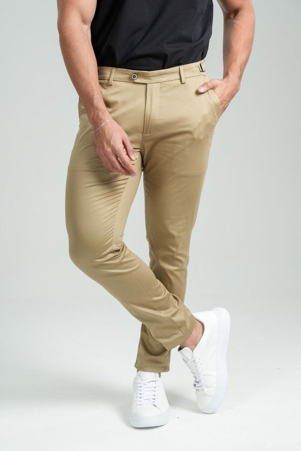 Calça Roman Alfaiataria Com Ajuste Cintura Caqui - Linha Rich
