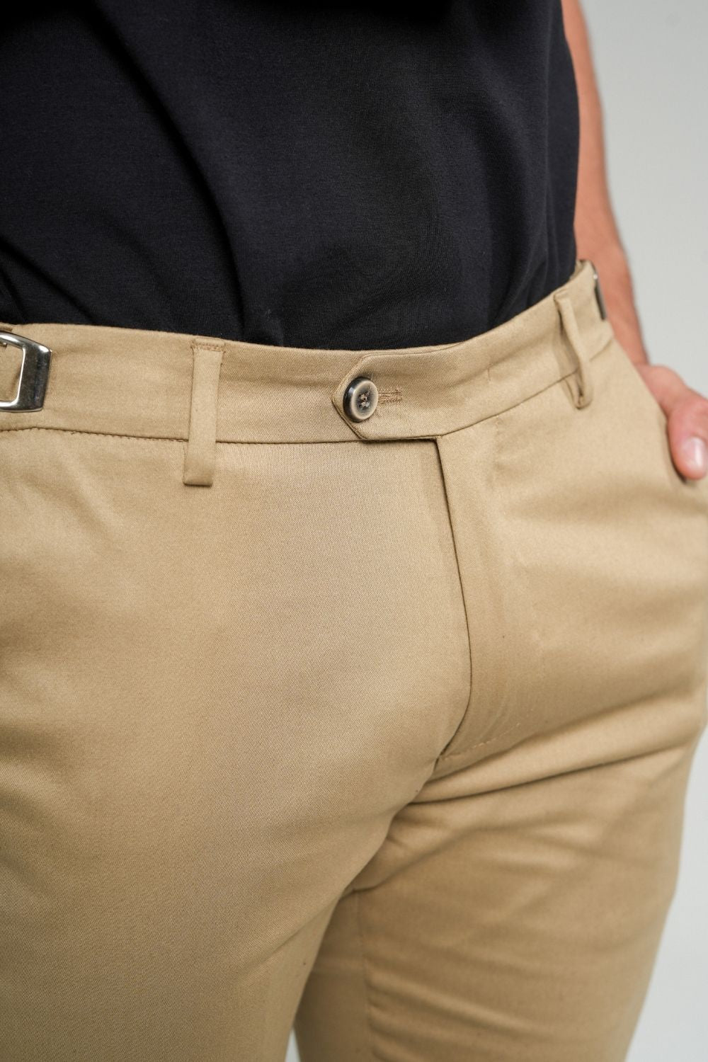 Calça Roman Alfaiataria Com Ajuste Cintura Caqui - Linha Rich