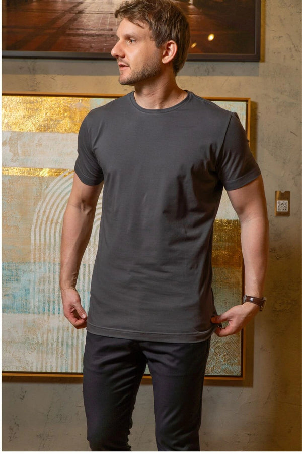 Camiseta Luxor Gold Algodão Egípcio Slim - Linha Essential - Cinza
