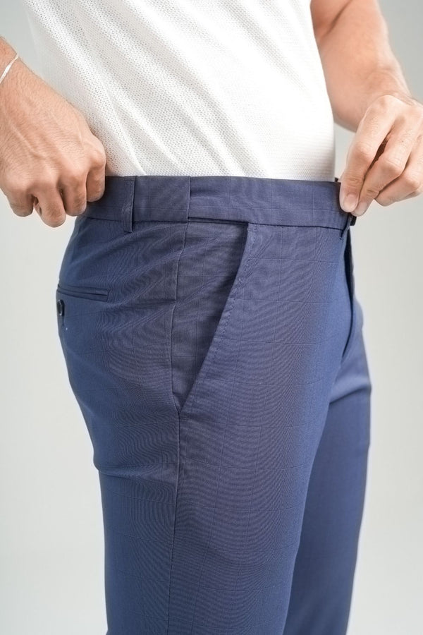Calça Xadrez Ajuste Dinâmico Azul - Linha Essential