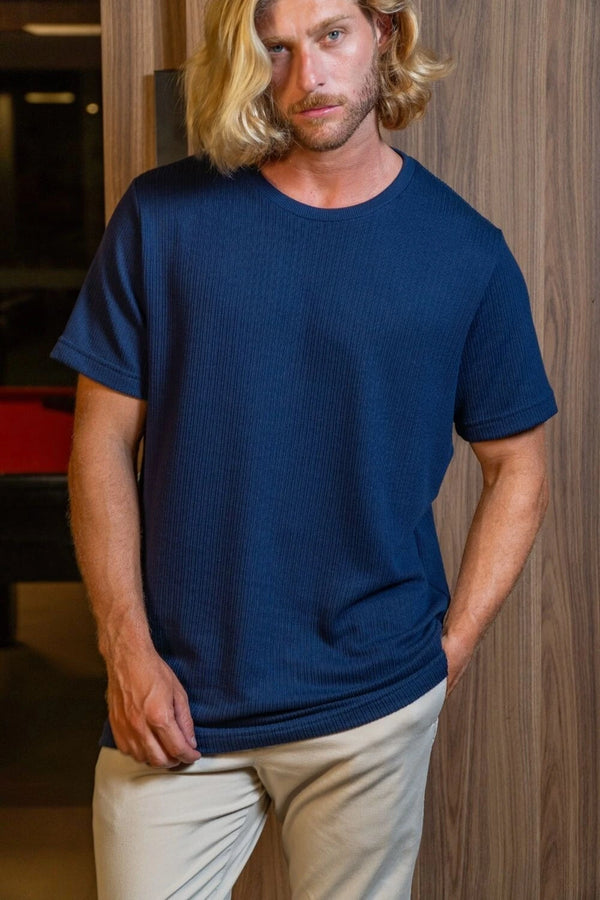 Camiseta Tricô Texturizada - Linha Urban - Azul Escuro
