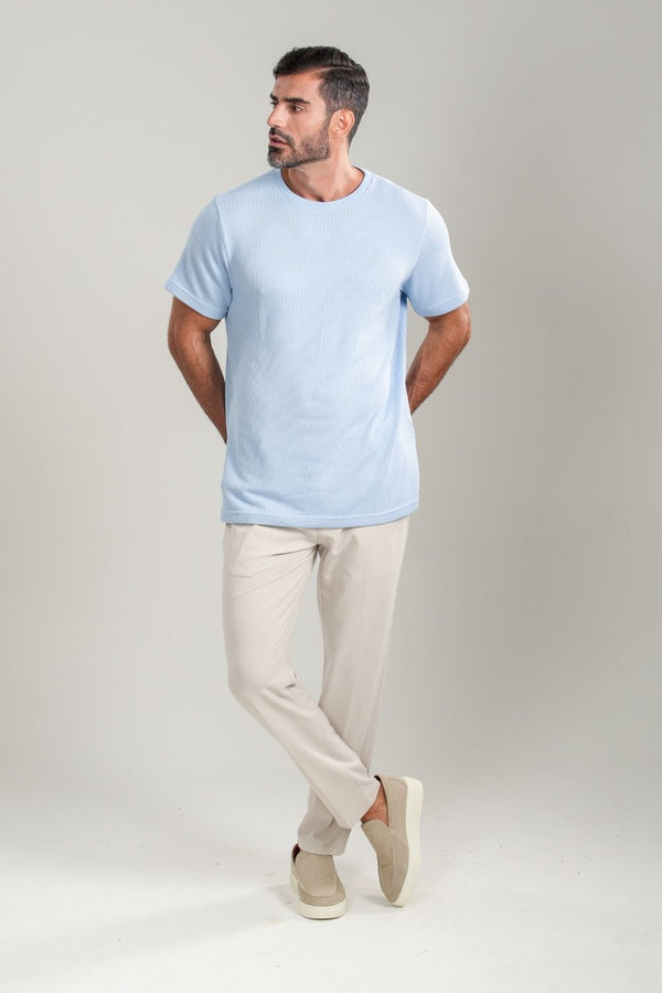 Camiseta Tricô Texturizada - Linha Urban - Azul Claro