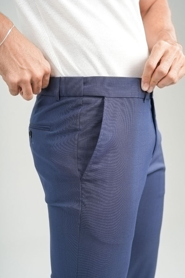 Calça Xadrez Ajuste Dinâmico Azul - Linha Essential