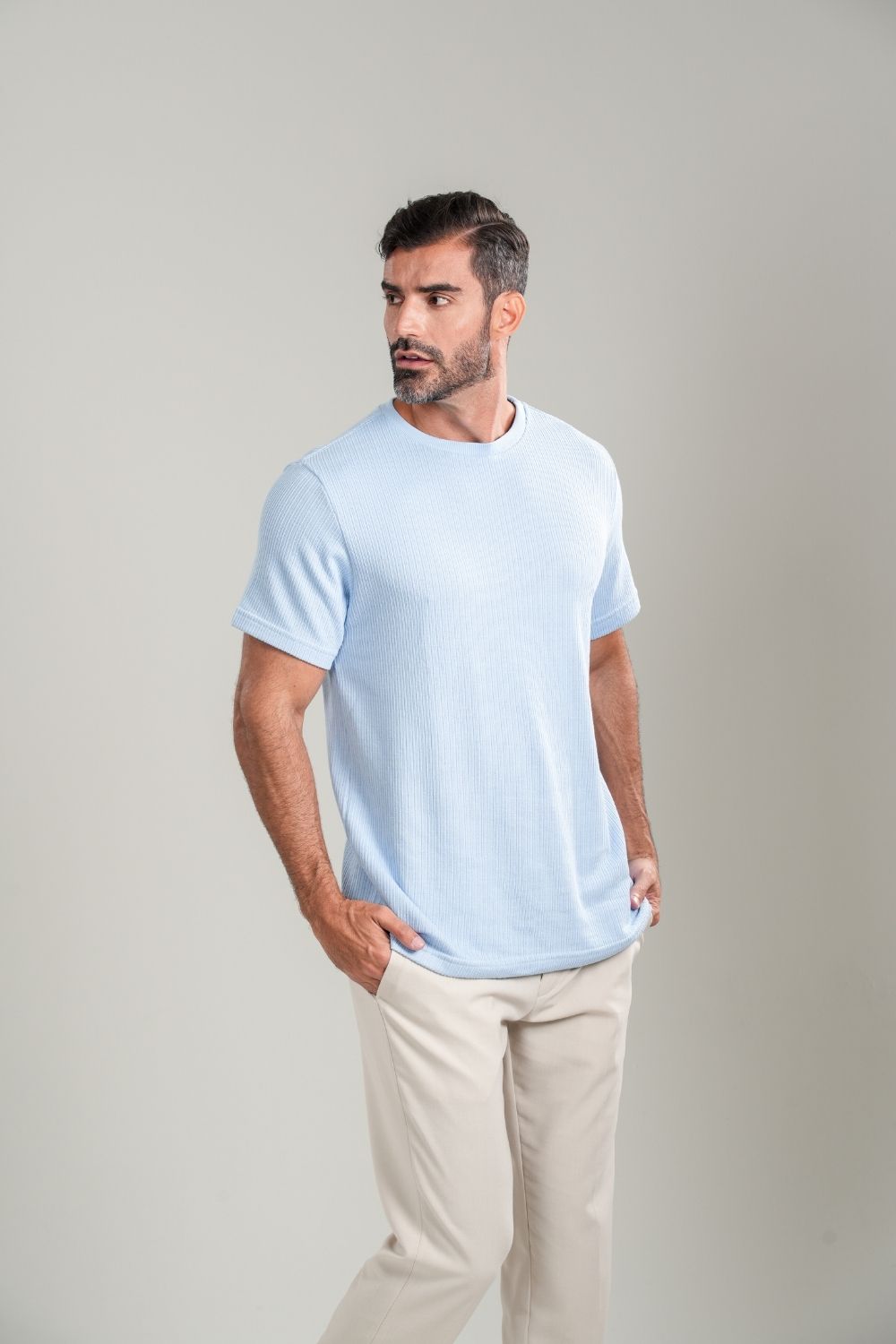 Camiseta Tricô Texturizada - Linha Urban - Azul Claro