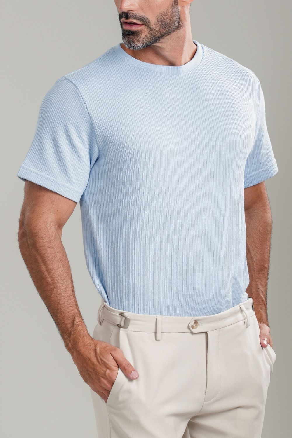 Camiseta Tricô Texturizada - Linha Urban - Azul Claro