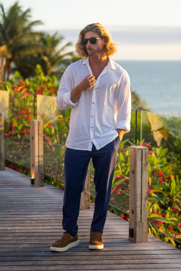 Camisa Resort de Linho Manga Comprida - Linha Resort - Branco