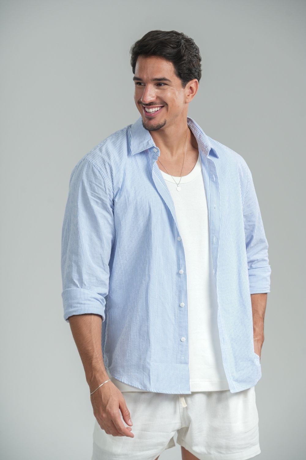 Camisa Monte Carlo Listrada Azul - Linha Rich
