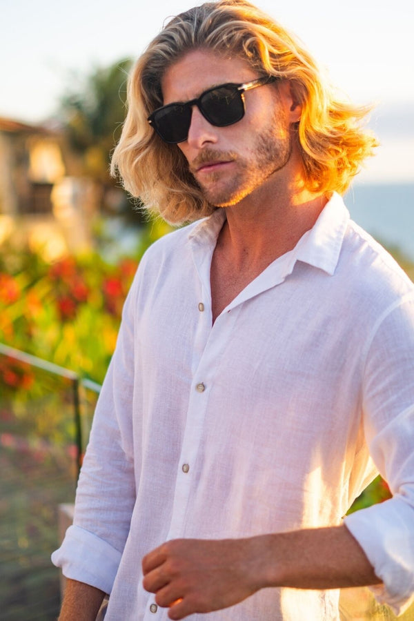 Camisa Resort de Linho Manga Comprida - Linha Resort - Branco
