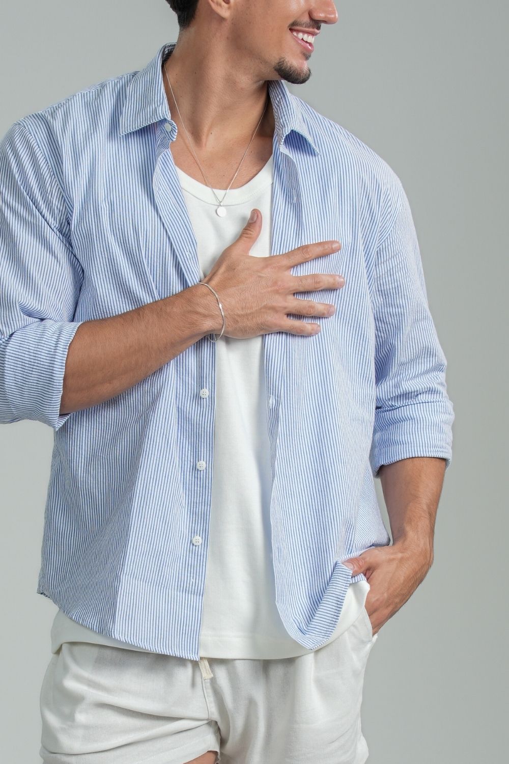 Camisa Monte Carlo Listrada Azul - Linha Rich