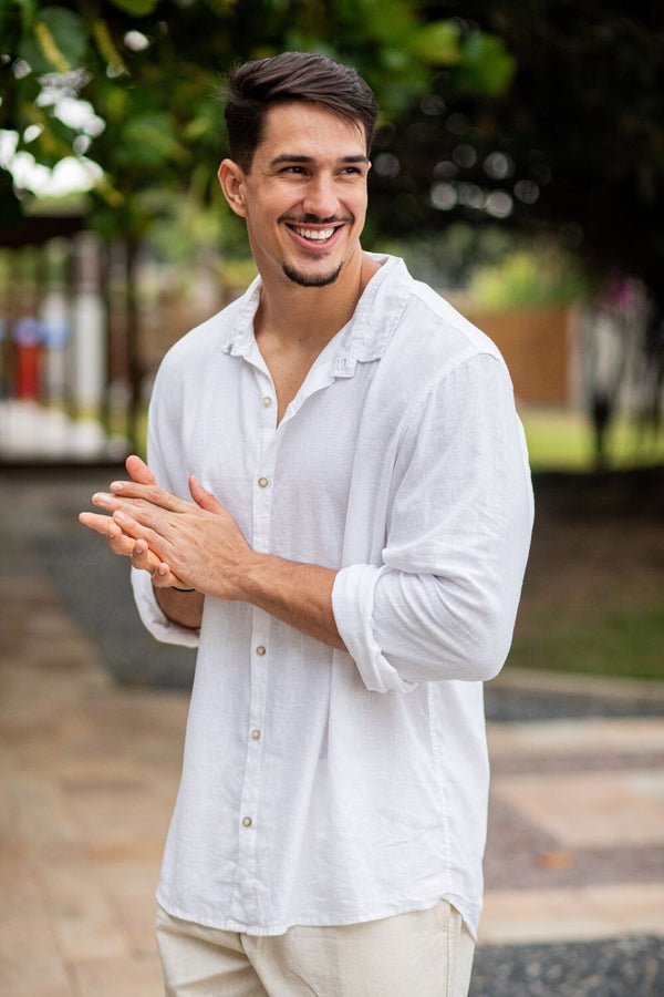 Camisa Resort de Linho Manga Comprida - Linha Resort - Branco