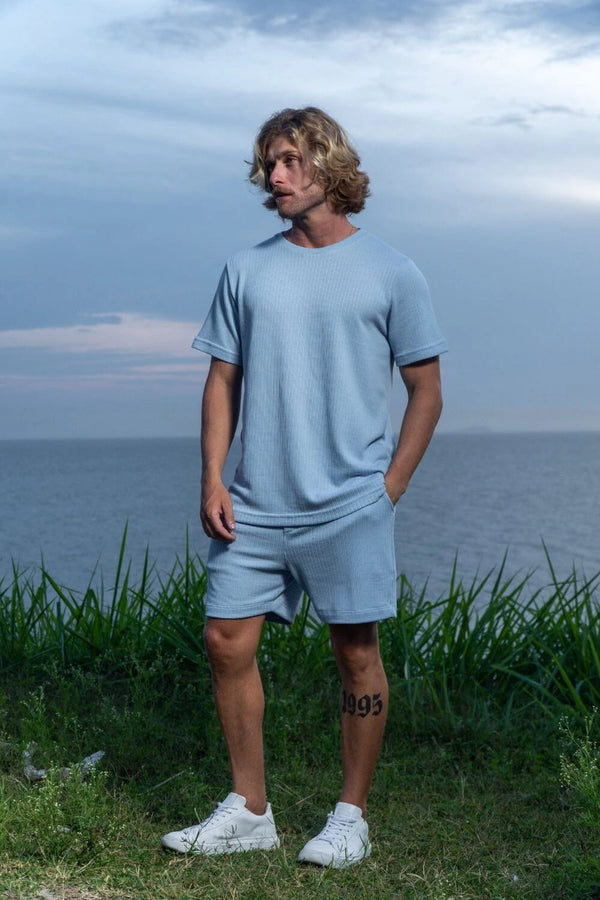 Camiseta Tricô Texturizada - Linha Urban - Azul Claro