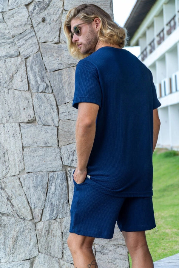 Camiseta Tricô Texturizada - Linha Urban - Azul Escuro