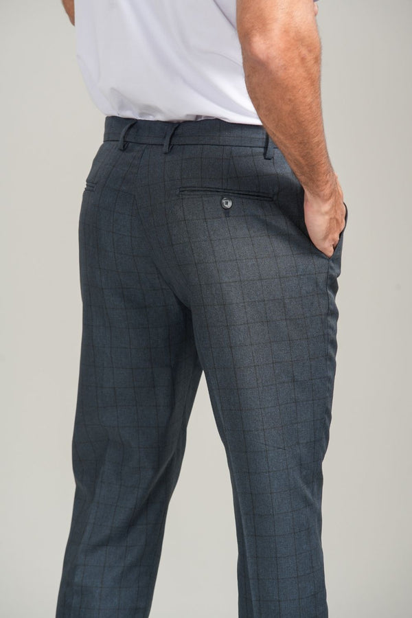 Calça Alfaitaria Brixton Xadrez Azul Escuro - Linha Essential