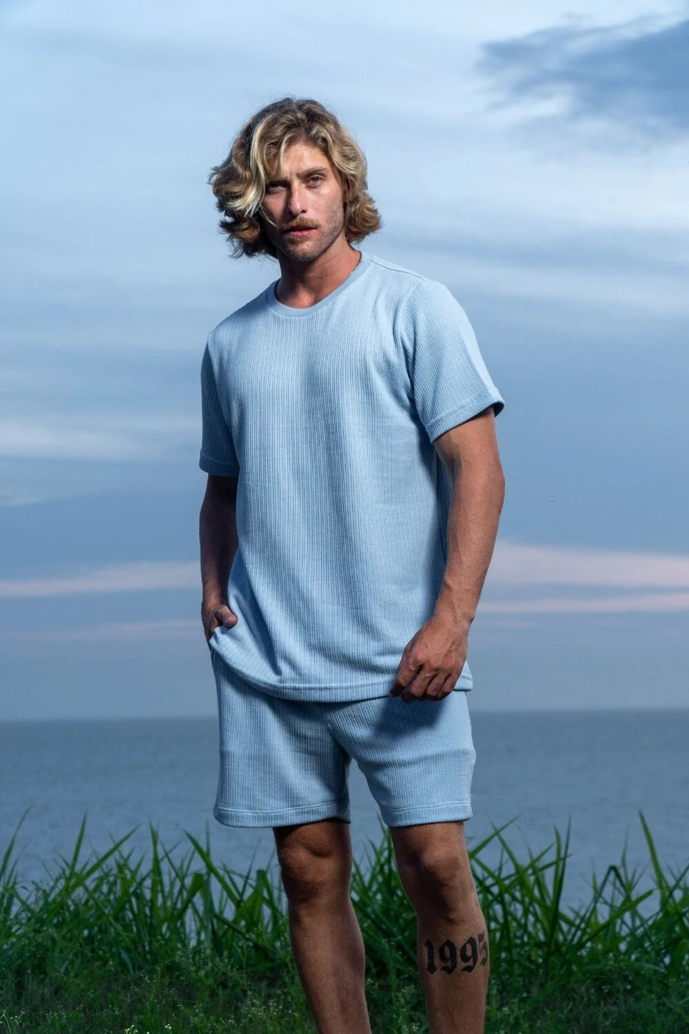 Camiseta Tricô Texturizada - Linha Urban - Azul Claro