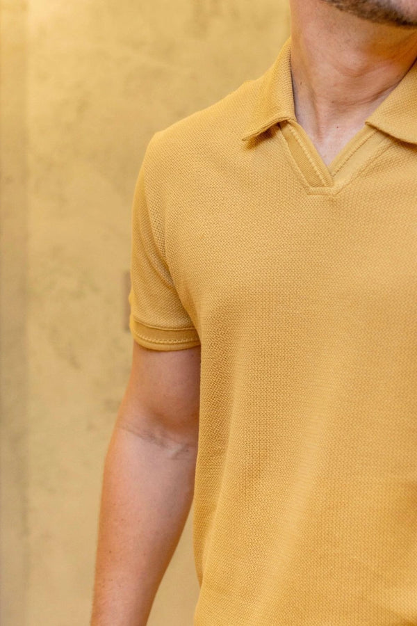 Camisa Polo Rich Tricô Texturizada Sem Botão - Linha Rich - Bege