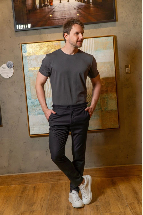 Camiseta Luxor Gold Algodão Egípcio Slim - Linha Essential - Cinza