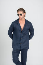 Camisa Linen Monte Carlo Azul Escura - Linha Resort