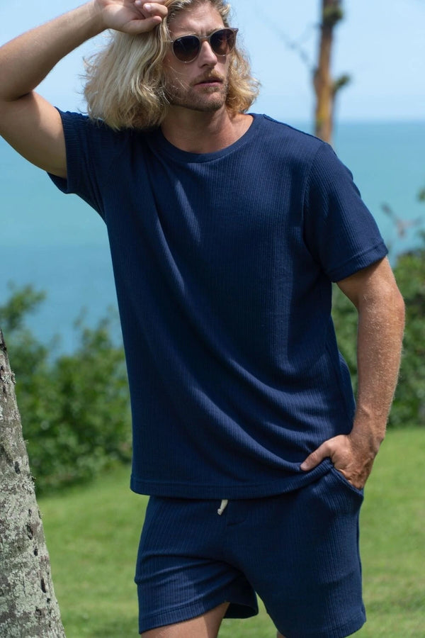 Camiseta Tricô Texturizada - Linha Urban - Azul Escuro